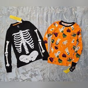 Nwt Bundle of two Big Boy's Halloween Pajama Tops, Size 12